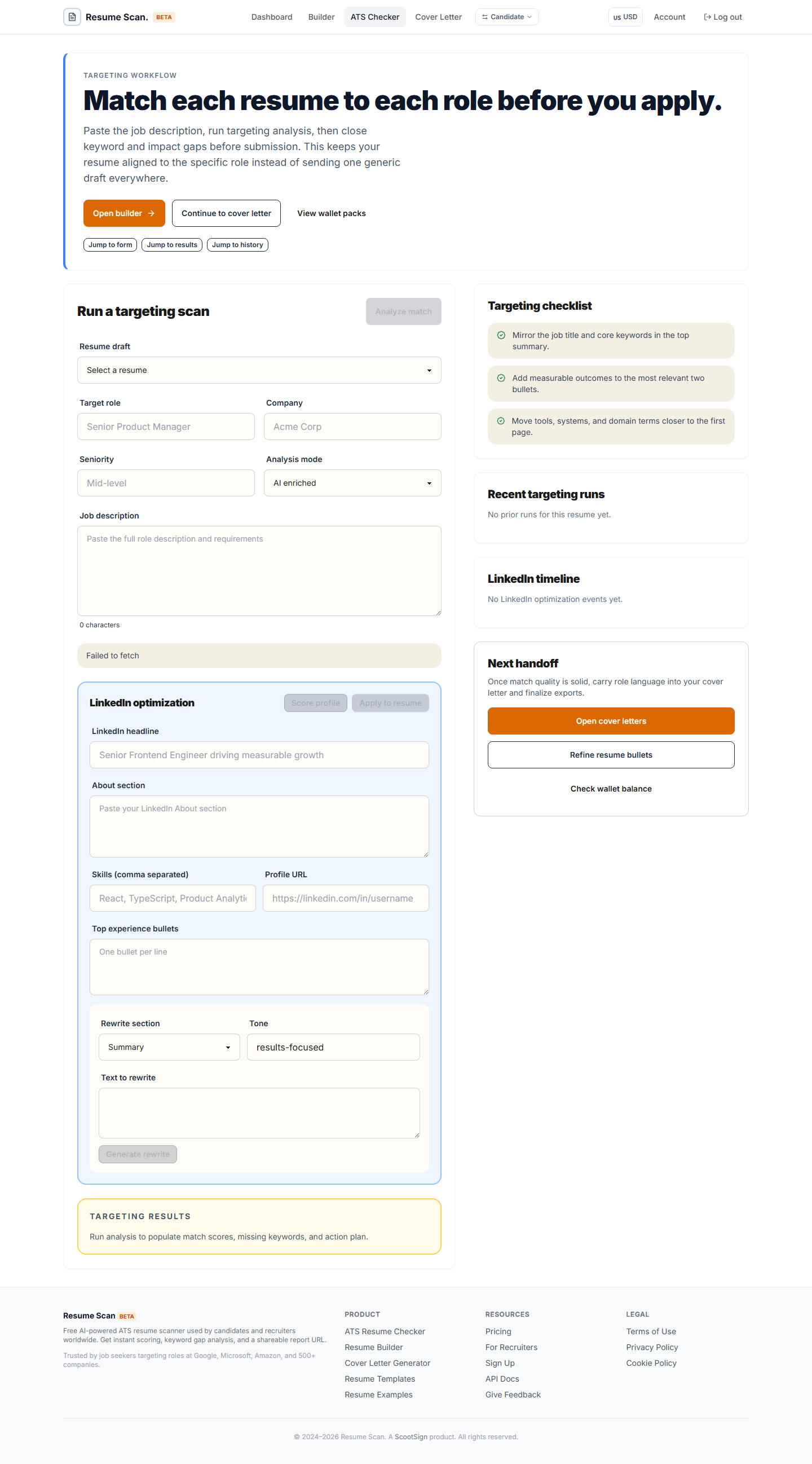 ATS targeting and keyword match
