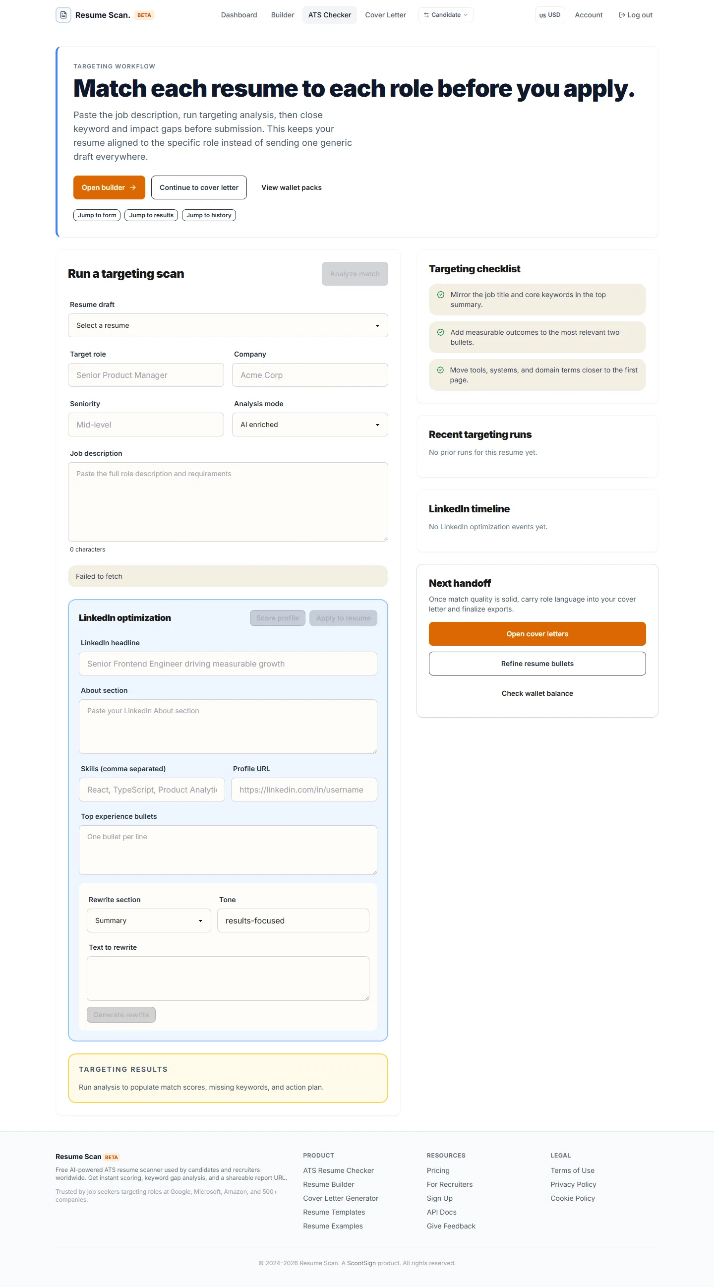 ATS targeting and keyword match