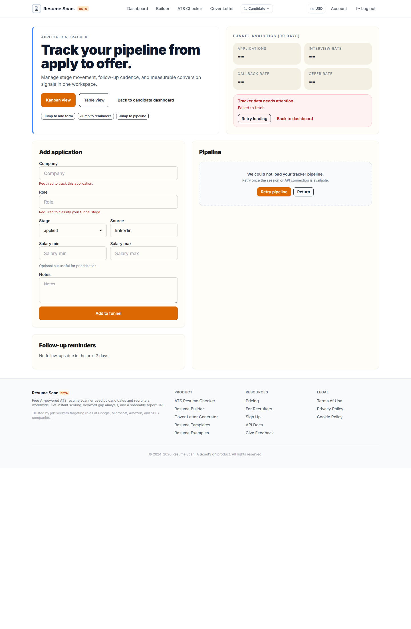 Job application tracker